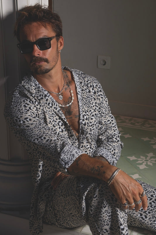 Leopard rayon-viscose shirt and pants set – Armè LEO SET